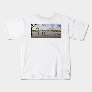 Laetoli fossil footprints scene, illustration (C040/2702) Kids T-Shirt